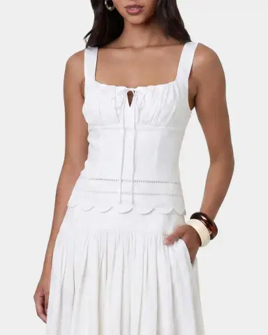 NICHOLAS Ebba Linen Latice-Trim Babydoll Top | Thumbnail 4 NICHOLAS Ebba Linen Latice-Trim Babydoll Top | Thumbnail 4