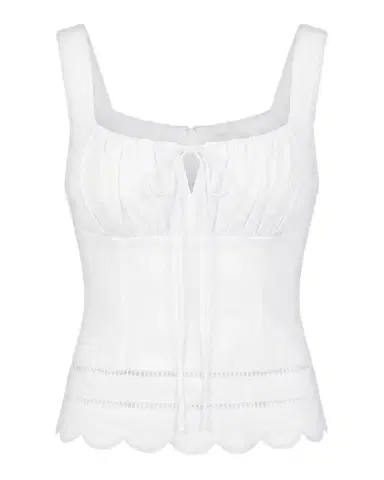 NICHOLAS Ebba Linen Latice-Trim Babydoll Top | Thumbnail 1 NICHOLAS Ebba Linen Latice-Trim Babydoll Top | Thumbnail 1