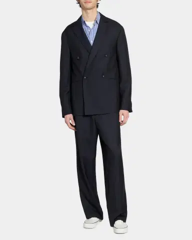 Officine Generale Men 's Merrick Wool-Cashmere-Silk Double-Breasted Blazer | Thumbnail 2 Officine Generale Men 's Merrick Wool-Cashmere-Silk Double-Breasted Blazer | Thumbnail 2