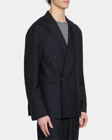Officine Generale Men 's Merrick Wool-Cashmere-Silk Double-Breasted Blazer | Thumbnail 6 Officine Generale Men 's Merrick Wool-Cashmere-Silk Double-Breasted Blazer | Thumbnail 6