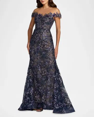 Mac Duggal Embellished Lace Trumpet Gown | Thumbnail 2 Mac Duggal Embellished Lace Trumpet Gown | Thumbnail 2