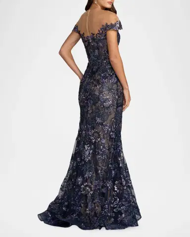 Mac Duggal Embellished Lace Trumpet Gown | Thumbnail 3 Mac Duggal Embellished Lace Trumpet Gown | Thumbnail 3
