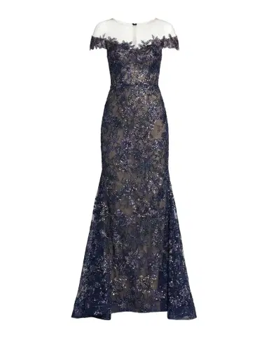 Mac Duggal Embellished Lace Trumpet Gown | Thumbnail 1 Mac Duggal Embellished Lace Trumpet Gown | Thumbnail 1