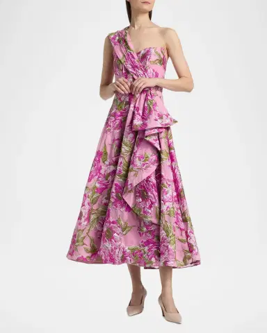 Theia Zanthe Brocade Tea-Length Dress | Thumbnail 4 Theia Zanthe Brocade Tea-Length Dress | Thumbnail 4