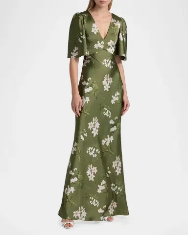 SACHIN BABI Mae Floral Satin Gown | Thumbnail 4 SACHIN BABI Mae Floral Satin Gown | Thumbnail 4