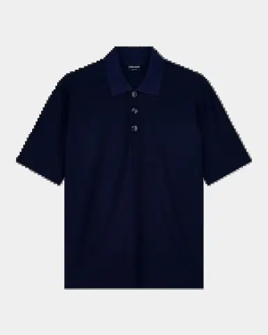 Giorgio Armani Men's Seersucker Relaxed-Fit Polo Shirt | Thumbnail 2 Giorgio Armani Men's Seersucker Relaxed-Fit Polo Shirt | Thumbnail 2