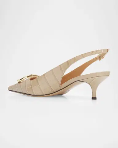 Ferragamo Sara 40MM Croc-Print Leather Slingback Pumps | Thumbnail 4 Ferragamo Sara 40MM Croc-Print Leather Slingback Pumps | Thumbnail 4