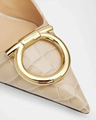 Ferragamo Sara 40MM Croc-Print Leather Slingback Pumps | Thumbnail 5 Ferragamo Sara 40MM Croc-Print Leather Slingback Pumps | Thumbnail 5