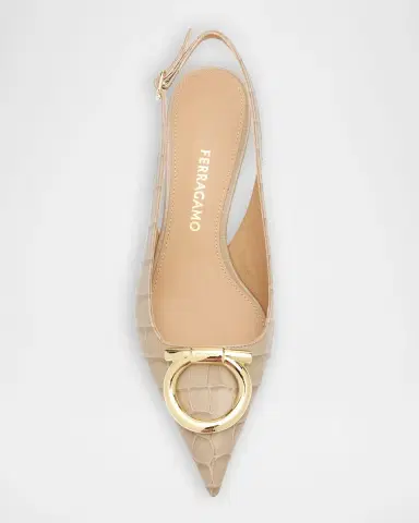 Ferragamo Sara 40MM Croc-Print Leather Slingback Pumps | Thumbnail 6 Ferragamo Sara 40MM Croc-Print Leather Slingback Pumps | Thumbnail 6