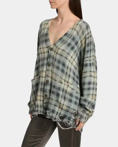 R13 Plaid Wool-Cashmere Oversized Cardigan | Thumbnail 7 R13 Plaid Wool-Cashmere Oversized Cardigan | Thumbnail 7