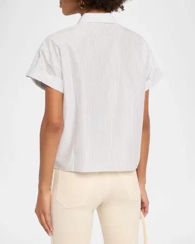 Frame The Boardwalk Striped Cotton-Silk Shirt | Thumbnail 3 Frame The Boardwalk Striped Cotton-Silk Shirt | Thumbnail 3