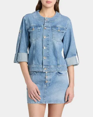 L'AGENCE Anouk Denim Button-Front Jacket | Thumbnail 4 L'AGENCE Anouk Denim Button-Front Jacket | Thumbnail 4