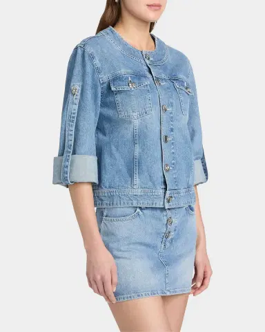 L'AGENCE Anouk Denim Button-Front Jacket | Thumbnail 7 L'AGENCE Anouk Denim Button-Front Jacket | Thumbnail 7