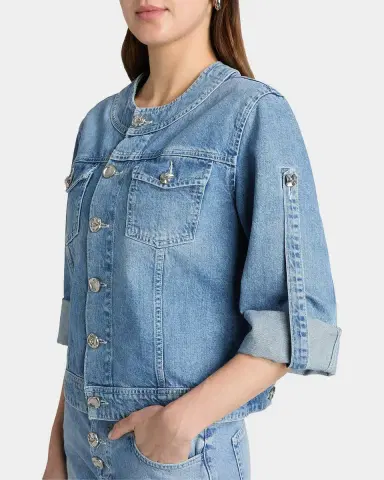 L'AGENCE Anouk Denim Button-Front Jacket | Thumbnail 8 L'AGENCE Anouk Denim Button-Front Jacket | Thumbnail 8