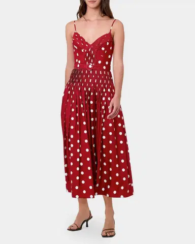 NICHOLAS Mireille Belted Polka-Dot Linen-Blend Midi Dress | Thumbnail 2 NICHOLAS Mireille Belted Polka-Dot Linen-Blend Midi Dress | Thumbnail 2