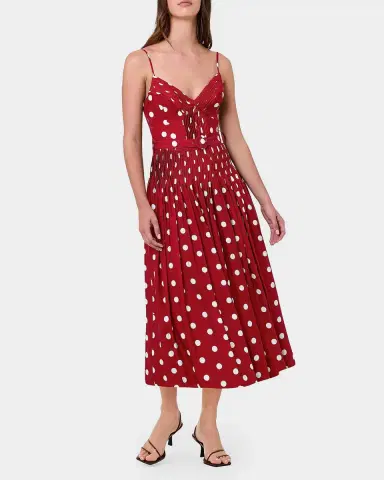 NICHOLAS Mireille Belted Polka-Dot Linen-Blend Midi Dress | Thumbnail 4 NICHOLAS Mireille Belted Polka-Dot Linen-Blend Midi Dress | Thumbnail 4