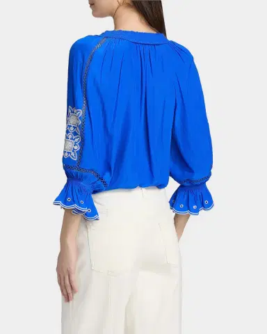 Ramy Brook Haven Embroidered Puff-Sleeve Top | Thumbnail 3 Ramy Brook Haven Embroidered Puff-Sleeve Top | Thumbnail 3