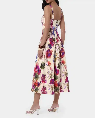 NICHOLAS Makenna Floral Linen-Blend Midi Dress | Thumbnail 3 NICHOLAS Makenna Floral Linen-Blend Midi Dress | Thumbnail 3