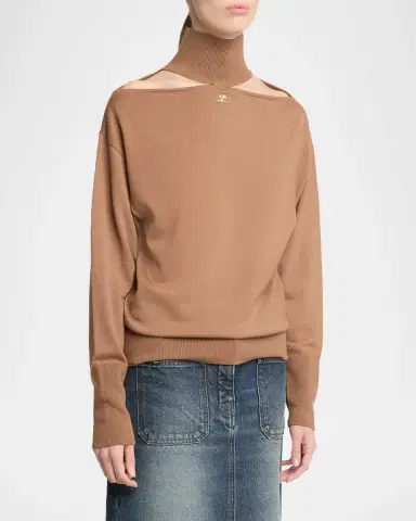 Courrèges Logo Cut-Out Merino Wool Sweater | Thumbnail 4 Courrèges Logo Cut-Out Merino Wool Sweater | Thumbnail 4