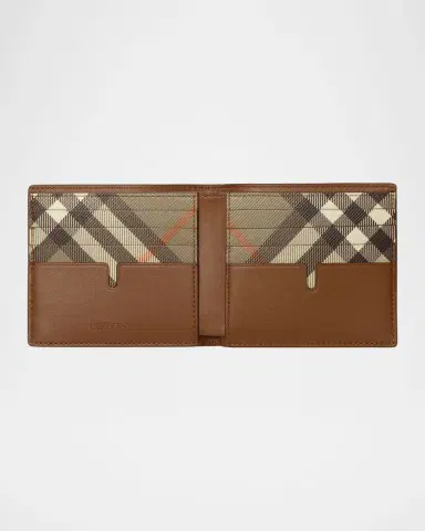 Burberry Men's Pop Check Leather Bifold Wallet | Thumbnail 2 Burberry Men's Pop Check Leather Bifold Wallet | Thumbnail 2