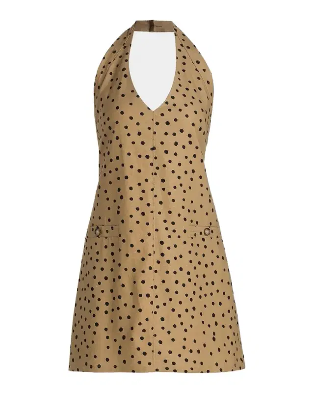 Natalie Polka Dot Linen-Blend Mini Dress Natalie Polka Dot Linen-Blend Mini Dress