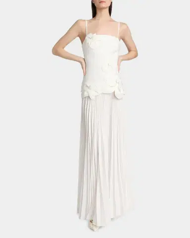 Acler Forever Young Avision Floral Appliqué Pleated Maxi Dress | Thumbnail 4 Acler Forever Young Avision Floral Appliqué Pleated Maxi Dress | Thumbnail 4