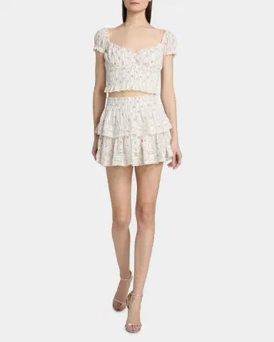 LoveShackFancy Daini Floral Smocked Cotton Crop Top | Thumbnail 2 LoveShackFancy Daini Floral Smocked Cotton Crop Top | Thumbnail 2