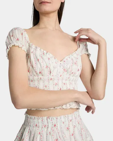 LoveShackFancy Daini Floral Smocked Cotton Crop Top | Thumbnail 5 LoveShackFancy Daini Floral Smocked Cotton Crop Top | Thumbnail 5