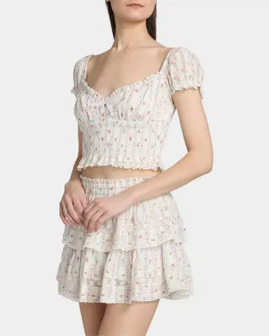 LoveShackFancy Daini Floral Smocked Cotton Crop Top | Thumbnail 7 LoveShackFancy Daini Floral Smocked Cotton Crop Top | Thumbnail 7
