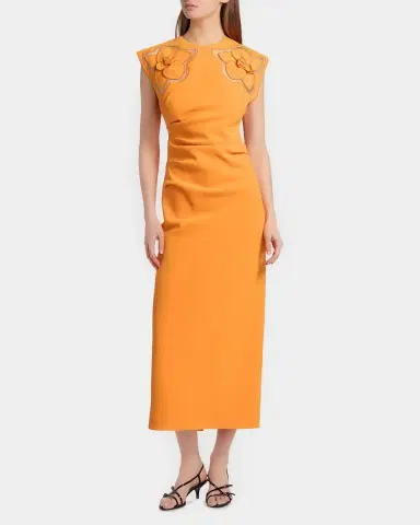 Acler Koda Floral Cut-Out Crepe Sheath Midi Dress | Thumbnail 2 Acler Koda Floral Cut-Out Crepe Sheath Midi Dress | Thumbnail 2