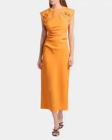 Acler Koda Floral Cut-Out Crepe Sheath Midi Dress | Thumbnail 4 Acler Koda Floral Cut-Out Crepe Sheath Midi Dress | Thumbnail 4
