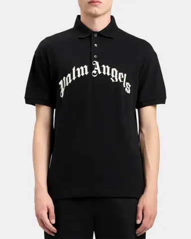 Palm Angels Men's Logo Cotton Polo Shirt | Thumbnail 4 Palm Angels Men's Logo Cotton Polo Shirt | Thumbnail 4