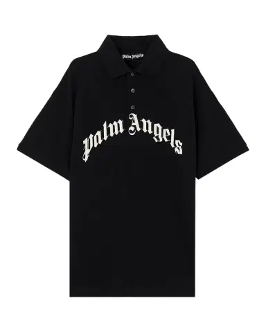 Palm Angels Men's Logo Cotton Polo Shirt | Thumbnail 1 Palm Angels Men's Logo Cotton Polo Shirt | Thumbnail 1
