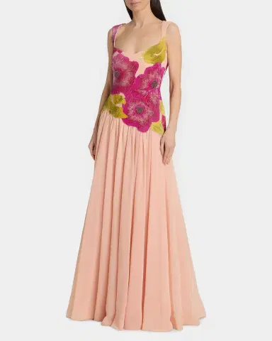 Theia Sandie Floral-Embroidered Gown | Thumbnail 3 Theia Sandie Floral-Embroidered Gown | Thumbnail 3