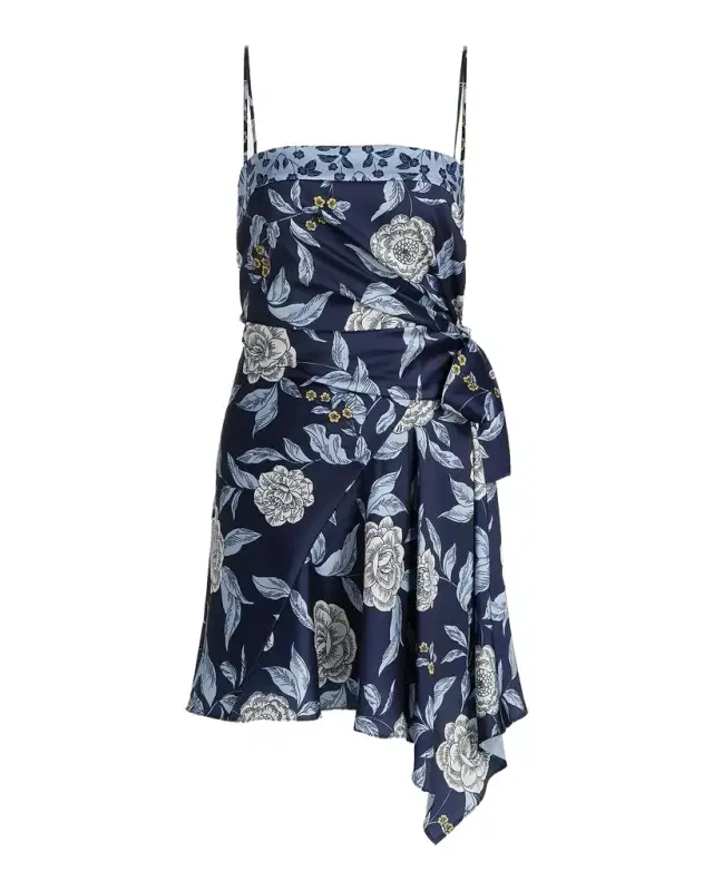 Antona Floral Crepe Wrap-Waist Mini Dress Antona Floral Crepe Wrap-Waist Mini Dress