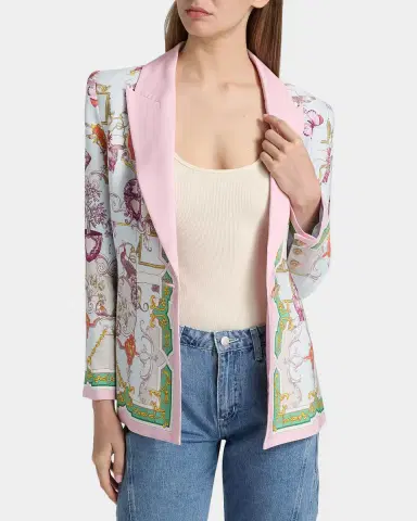 L'AGENCE Gweny Scarf-Print Relaxed Blazer | Thumbnail 4 L'AGENCE Gweny Scarf-Print Relaxed Blazer | Thumbnail 4