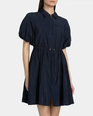 Cinq à Sept Macauly Textured Puff-Sleeve Mini Shirtdress | Thumbnail 4 Cinq à Sept Macauly Textured Puff-Sleeve Mini Shirtdress | Thumbnail 4
