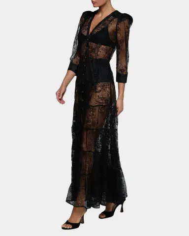 L'AGENCE Seraphina Lace Tiered Maxi Dress | Thumbnail 4 L'AGENCE Seraphina Lace Tiered Maxi Dress | Thumbnail 4