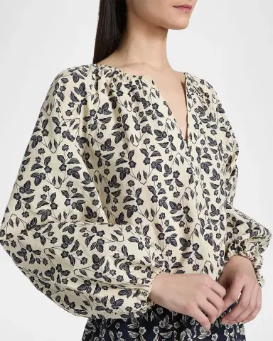 TANYA TAYLOR Adelina Floral Cotton Poplin Top | Thumbnail 5 TANYA TAYLOR Adelina Floral Cotton Poplin Top | Thumbnail 5