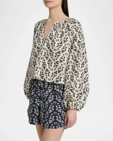 TANYA TAYLOR Adelina Floral Cotton Poplin Top | Thumbnail 7 TANYA TAYLOR Adelina Floral Cotton Poplin Top | Thumbnail 7