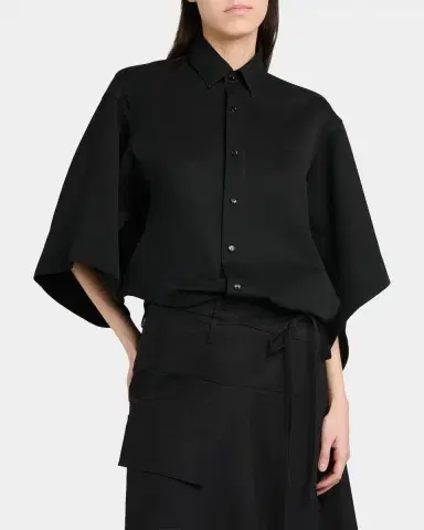 Bottega Veneta Cape-Sleeve Wool Shirt | Thumbnail 4 Bottega Veneta Cape-Sleeve Wool Shirt | Thumbnail 4