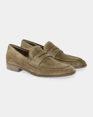 Gianvito Rossi Men's George Suede Penny Loafers | Thumbnail 4 Gianvito Rossi Men's George Suede Penny Loafers | Thumbnail 4