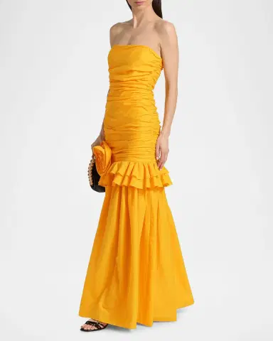BLACK HALO Solea Ruched Drop-Waist Strapless Gown | Thumbnail 2 BLACK HALO Solea Ruched Drop-Waist Strapless Gown | Thumbnail 2