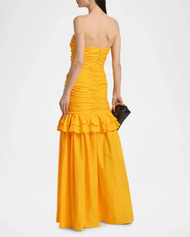 BLACK HALO Solea Ruched Drop-Waist Strapless Gown | Thumbnail 3 BLACK HALO Solea Ruched Drop-Waist Strapless Gown | Thumbnail 3