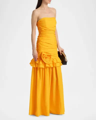 BLACK HALO Solea Ruched Drop-Waist Strapless Gown | Thumbnail 7 BLACK HALO Solea Ruched Drop-Waist Strapless Gown | Thumbnail 7