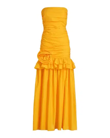 BLACK HALO Solea Ruched Drop-Waist Strapless Gown | Thumbnail 1 BLACK HALO Solea Ruched Drop-Waist Strapless Gown | Thumbnail 1