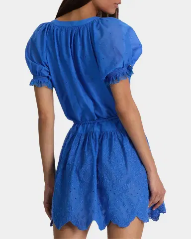 ALICE + OLIVIA Thalia Tie-Waist Eyelet Cotton A-Line Mini Dress | Thumbnail 3 ALICE + OLIVIA Thalia Tie-Waist Eyelet Cotton A-Line Mini Dress | Thumbnail 3