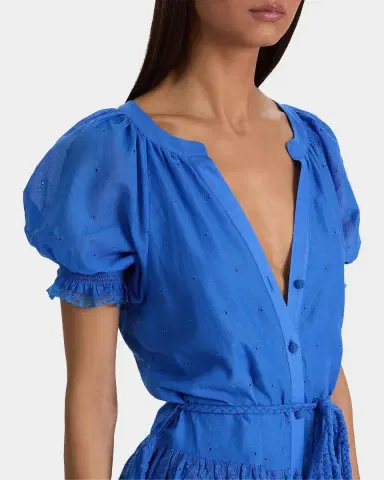 ALICE + OLIVIA Thalia Tie-Waist Eyelet Cotton A-Line Mini Dress | Thumbnail 5 ALICE + OLIVIA Thalia Tie-Waist Eyelet Cotton A-Line Mini Dress | Thumbnail 5