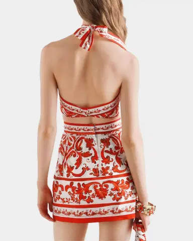 Dolce & Gabbana Majolica Cotton Poplin Mini Dress | Thumbnail 3 Dolce & Gabbana Majolica Cotton Poplin Mini Dress | Thumbnail 3