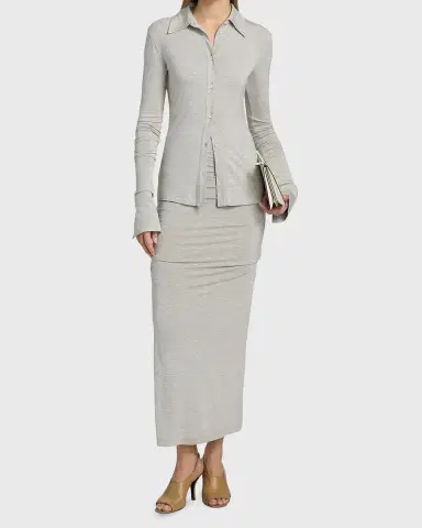 TOTEME Draped Jersey Midi Skirt | Thumbnail 2 TOTEME Draped Jersey Midi Skirt | Thumbnail 2